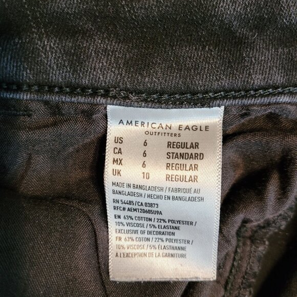 American Eagle Jeans 6 R 360 Next Level Stretch Super Hi Rise Jegging Black - Picture 5 of 11